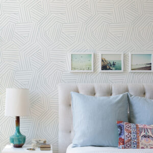 Helene Sky Blue Geometric Lines Wallpaper