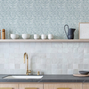 Elma Sky Blue Fiddlehead Wallpaper