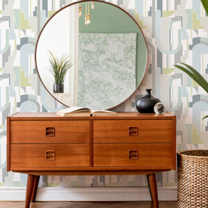 Odele Sky Blue Geometric Archways Wallpaper