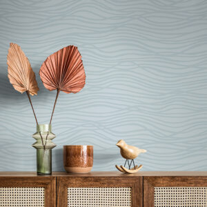 Galyn Sky Blue Pearlescent Wave Wallpaper