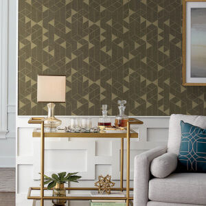 Fairbank Chocolate Linen Geometric Wallpaper by Scott Living