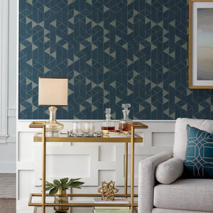 Fairbank Navy Linen Geometric Wallpaper by Scott Living