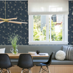 Fairbank Navy Linen Geometric Wallpaper by Scott Living