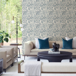 Culver Slate Jacobean Wallpaper by Scott Living