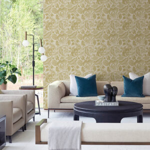 Culver Mustard Jacobean Wallpaper by Scott Living