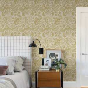 Culver Mustard Jacobean Wallpaper by Scott Living