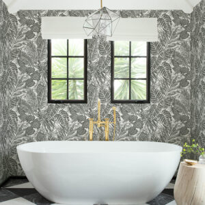 Brentwood Black Palm Leaves Wallpaper by Scott Living