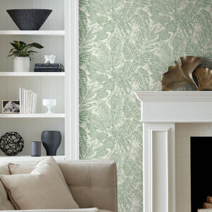 Brentwood Green Palm Leaves Wallpaper by Scott Living