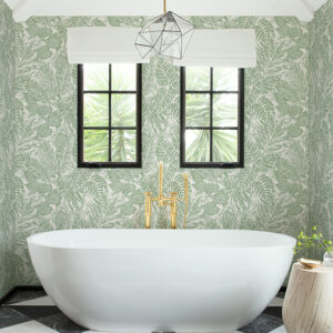 Brentwood Green Palm Leaves Wallpaper by Scott Living