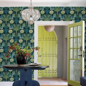 Mandeville Teal Tropical Paradise Wallpaper by Scott Living
