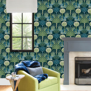 Mandeville Teal Tropical Paradise Wallpaper by Scott Living