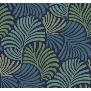 Trousdale Navy Fanning Flora Wallpaper by Scott Living