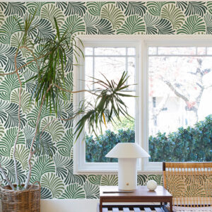 Trousdale Green Fanning Flora Wallpaper by Scott Living