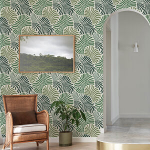 Trousdale Green Fanning Flora Wallpaper by Scott Living