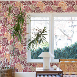 Trousdale Raspberry Fanning Flora Wallpaper by Scott Living