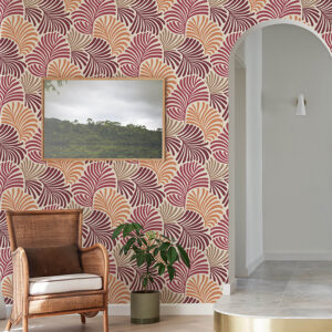 Trousdale Raspberry Fanning Flora Wallpaper by Scott Living