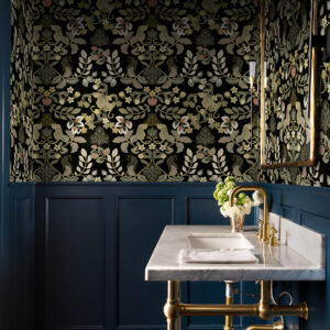 Getty Black Jungle Damask Wallpaper by Scott Living