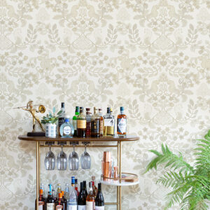 Getty Cream Jungle Damask Wallpaper by Scott Living