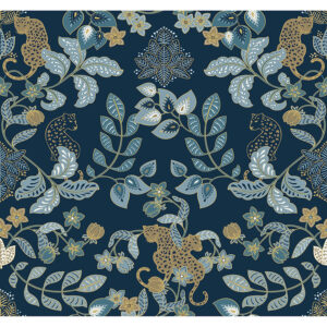 Getty Navy Jungle Damask Wallpaper by Scott Living
