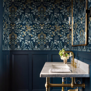 Getty Navy Jungle Damask Wallpaper by Scott Living
