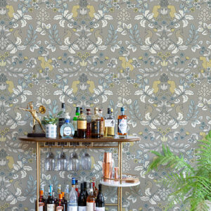 Getty Grey Jungle Damask Wallpaper by Scott Living