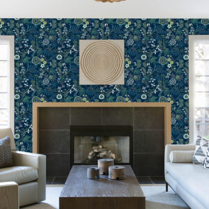 Marilyn Dark Blue Floral Trail Wallpaper by Scott Living