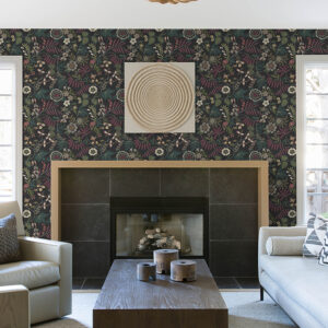 Marilyn Black Floral Trail Wallpaper by Scott Living