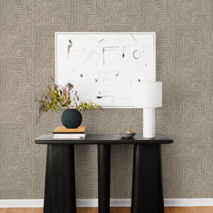 Mortenson Taupe Geometric Wallpaper by Scott Living