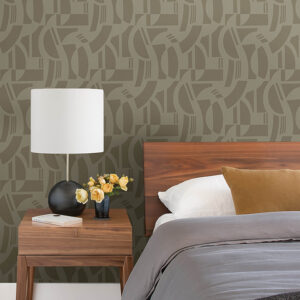 Carter Light Brown Geometric Flock Wallpaper by Scott Living