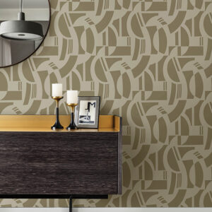 Carter Light Brown Geometric Flock Wallpaper by Scott Living