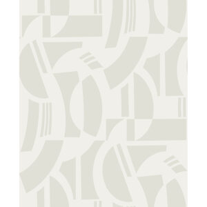 Carter Cream Geometric Flock Wallpaper by Scott Living