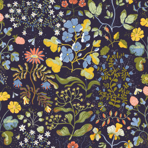 0089017 groh dark blue floral wallpaper