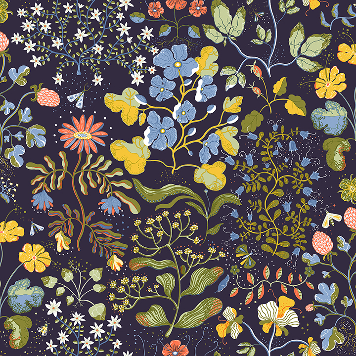0089017 groh dark blue floral wallpaper