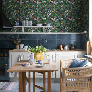 Brittsommar Black Woodland Floral Wallpaper