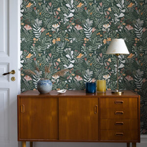 Brittsommar Evergreen Woodland Floral Wallpaper