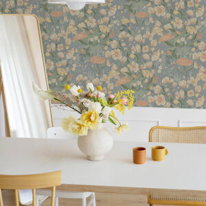 Hava Coral Meadow Flowers Wallpaper