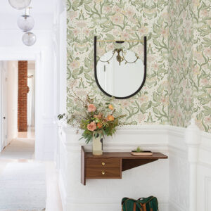 Lisa Olive Floral Damask Wallpaper