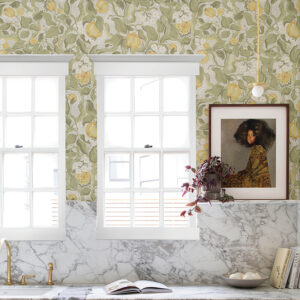 Kort Sage Fruit and Floral Wallpaper