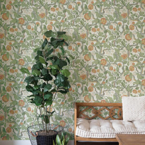 Kort Green Fruit and Floral Wallpaper