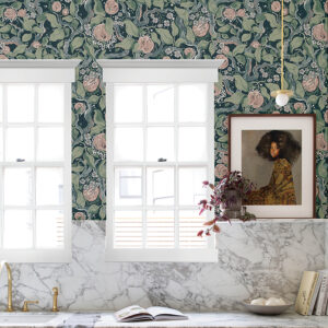 Kort Dark Blue Fruit and Floral Wallpaper