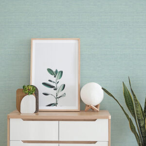 Agave Aqua Faux Grasscloth Wallpaper