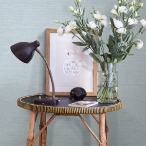 Agave Blue Faux Grasscloth Wallpaper