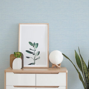 Agave Blue Faux Grasscloth Wallpaper