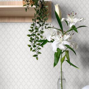Trevor White Leaf Trellis Wallpaper