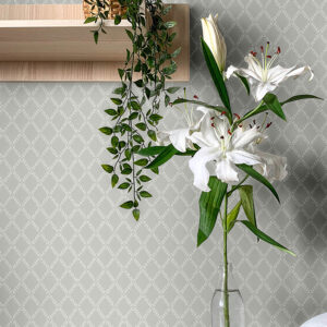 Trevor Grey Leaf Trellis Wallpaper