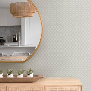Trevor Grey Leaf Trellis Wallpaper