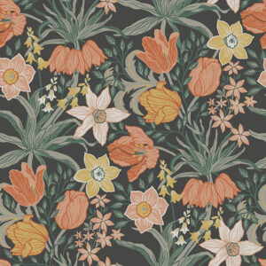 0089185 cecilia black tulip and daffodil wallpaper