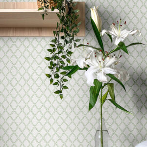Trevor Sage Leaf Trellis Wallpaper