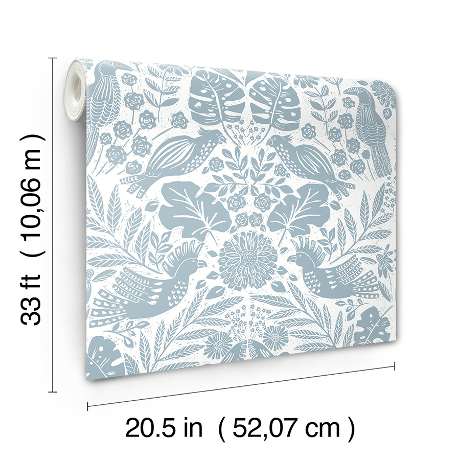 0089872 nestle blue bird block print wallpaper