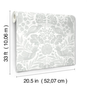 Nestle Light Grey Bird Block Print Wallpaper